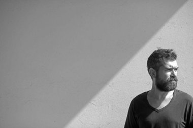 Hipster sakal, bıyık, tıraşsız yüzü, saç ile