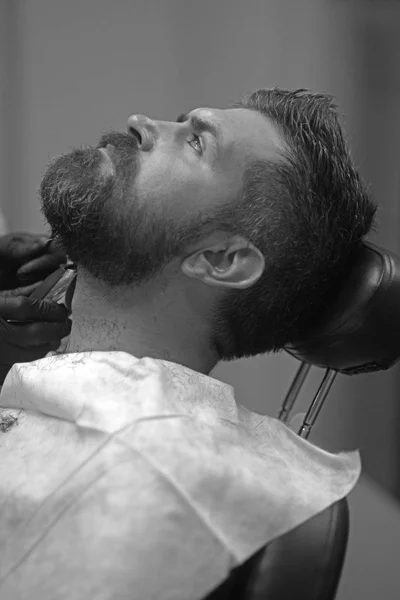 Bearded man mustache in barber shop — Stock Photo, Image