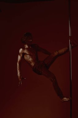 Seksi adam. Striptiz. Pole dans. Ateşli erkek
