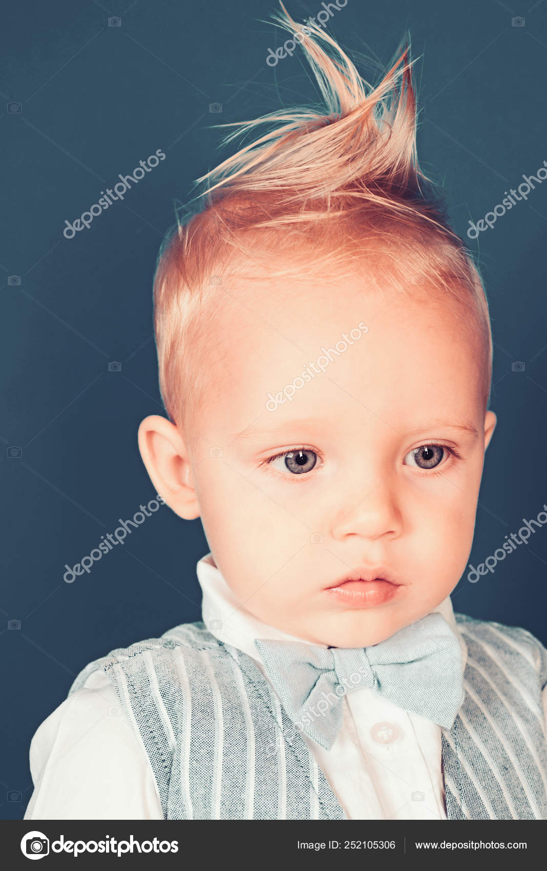 Be natural is more stylish. Small boy with stylish haircut. Boy child with  stylish blond hair. Small child with messy top haircut. Healthy hair care  habits. Hair styling products Stock Photo by ©