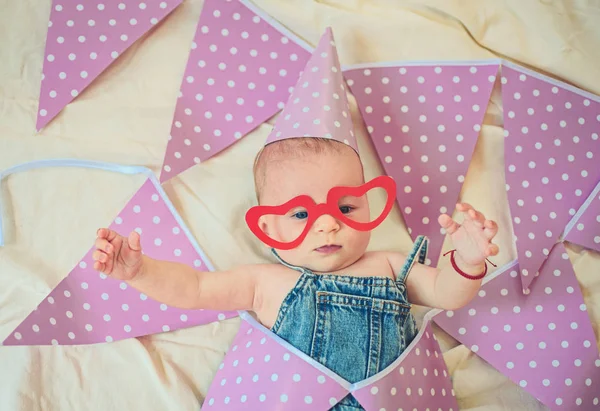 Presents for baby. Portrait of happy little child. Childhood happiness. Small girl. Happy birthday. Sweet little baby. New life and birth. Family. Child care. Childrens day — Stock Photo, Image