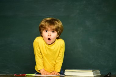 Ilkokul. Okula ve mutlu zamanlara geri dönelim. Kara tahta arka planı. Evde öğrenmek. Okula geri dön. Özel okul.