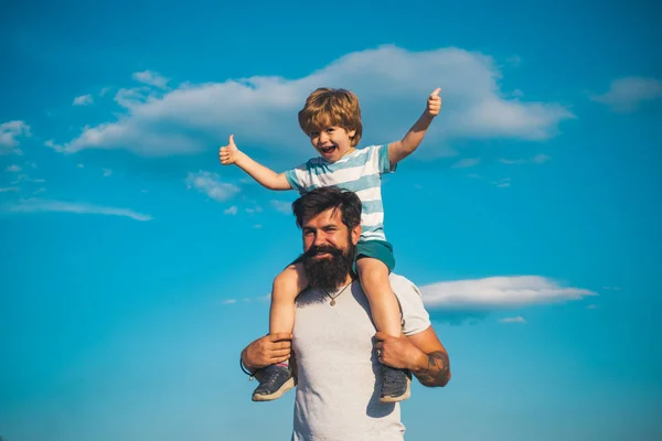 Men generation. Father and son - dream of flying. Child happy. — Stock Photo, Image