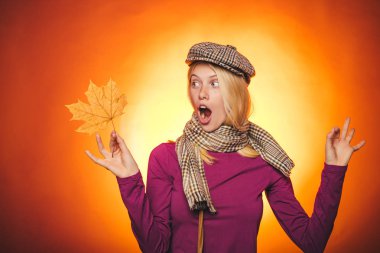 İç çamaşırında sonbahar indirimleri. Kadın külot satışı. Sonbahar güneşli gününde sonbahar kıyafetleri giyen kız. Yaprak düşmesi. Mevsimlik kıyafetlerle altın yapraklı çekici genç bir kadın. Eğleniyor.