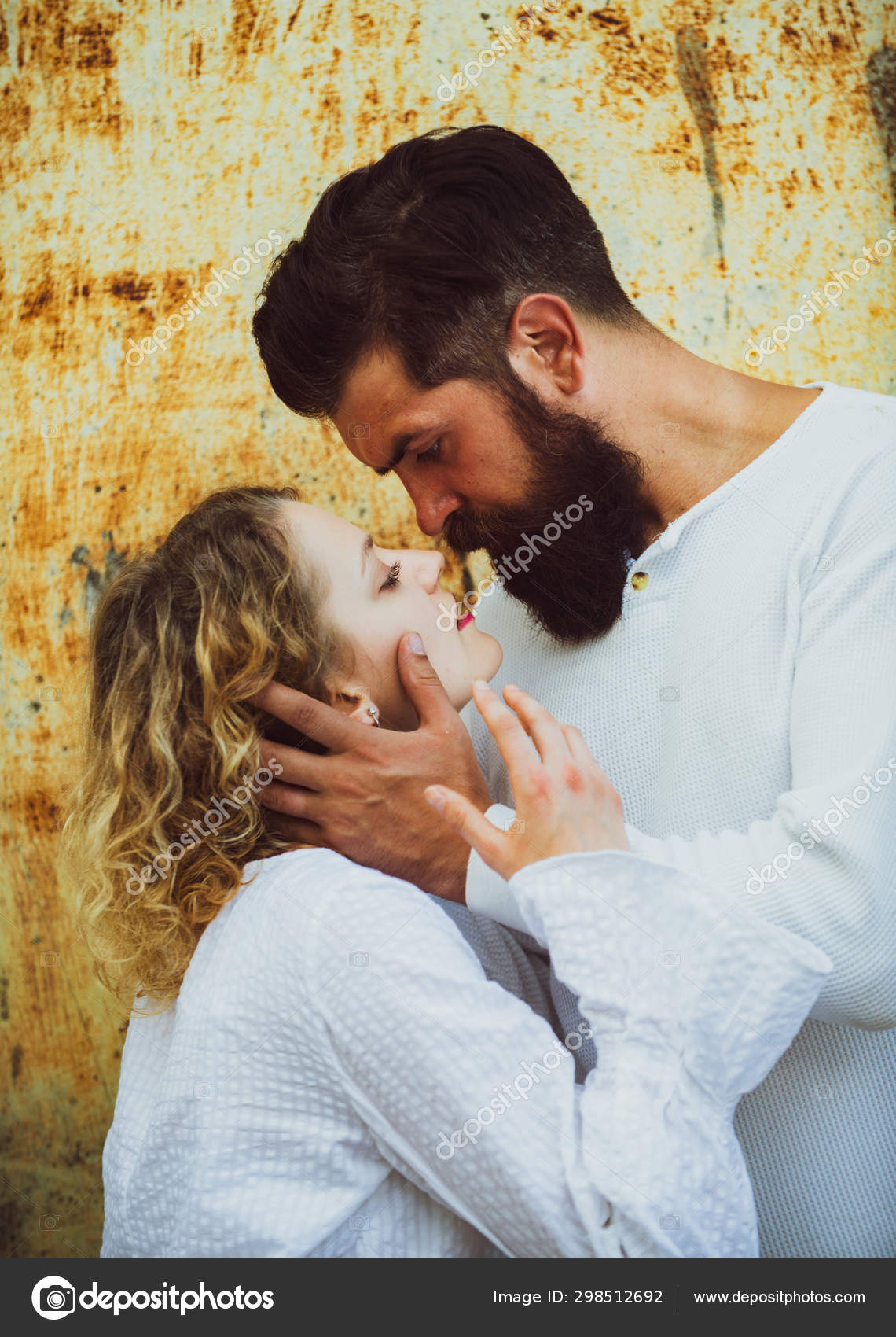 Passionate horny woman with lover feeling pleasure having sex. Sensual relationship. Couple in retro old style. I love photo image