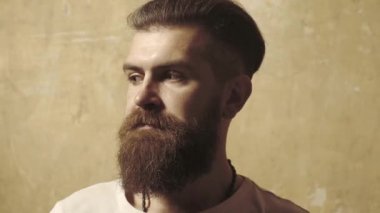 Uzun sakallı ve bıyıklı bir adam. Sakallı hippi adam..