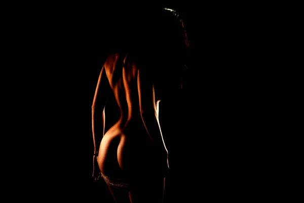 Sexy butt girls in underwear on black background isolated. — Stockfoto