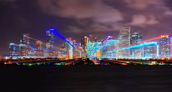 Miami city night. Miami skyline at night - panoramic image.