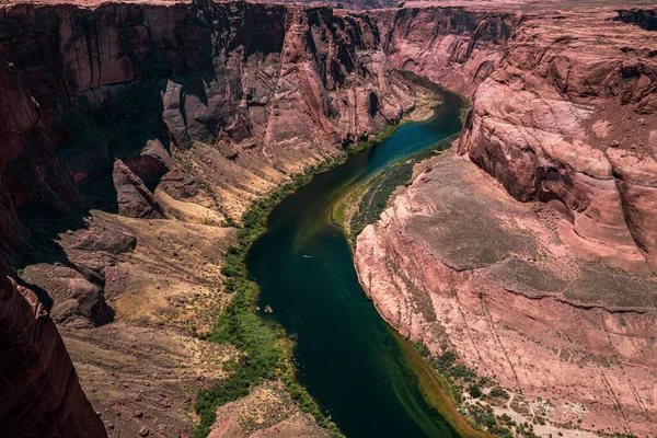 Arizona Horseshoe Bend of Colorado River in Grand Canyon (em inglês). Canyon Adventure Travel Relax Concept . — Fotografia de Stock