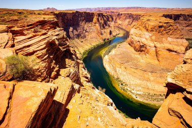 Büyük Kanyon, Glen Kanyonu, Arizona. Macera Amerikan tatil konsepti. Horseshoe Bend ve Colorado nehri. Yaz tatili kavramı.