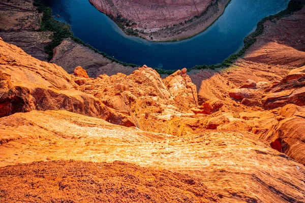 Poušť Red Rock Canyon. Horseshoe Bend, Page, Arizona. Horse Shoe Bend na řece Colorado, Grand Canyon. — Stock fotografie