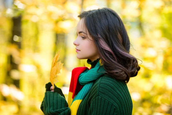 Nahaufnahme Porträt der schönen Herbst Teenager im Freien. — Stockfoto