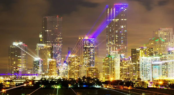 Miami, Florida, USA downtown cityscape. Miami night downtown. — Stock Photo, Image