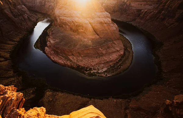 La curva de herradura de Arizona del río Colorado en el Gran Cañón. — Foto de Stock