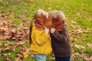Komik çocuklar sarılıp öpüşüyor. Oğlan ve kız. Çocuklar, çocukluk yaşam tarzı konsepti.