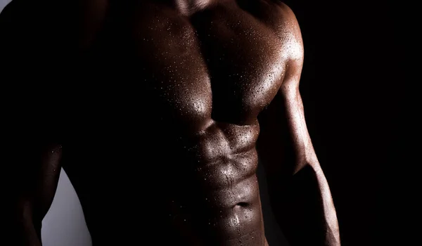 Handsome muscular man with six pack abs. Mans torso. — Stock Photo, Image