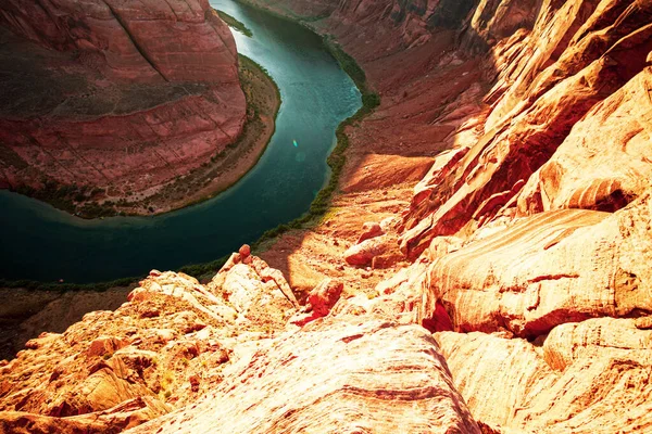 Belle vue à Horseshoe Bend sur le Colorado River à Glen Canyon Arizona USA. — Photo