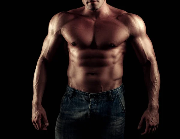 Naked man. Muscular guy with sexy torso. Handsome masculine man. — Stock Photo, Image