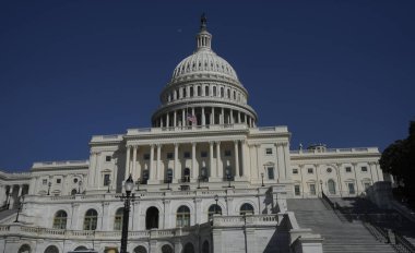 Washington DC Capitol Kubbesi. Kongre ve Senato binası. Amerikan federal hükümet binası. Tarihi Capitol Hill simgesi. Birleşik Devletler ulusal sembolü. Başkentin ünlü mimarisi.