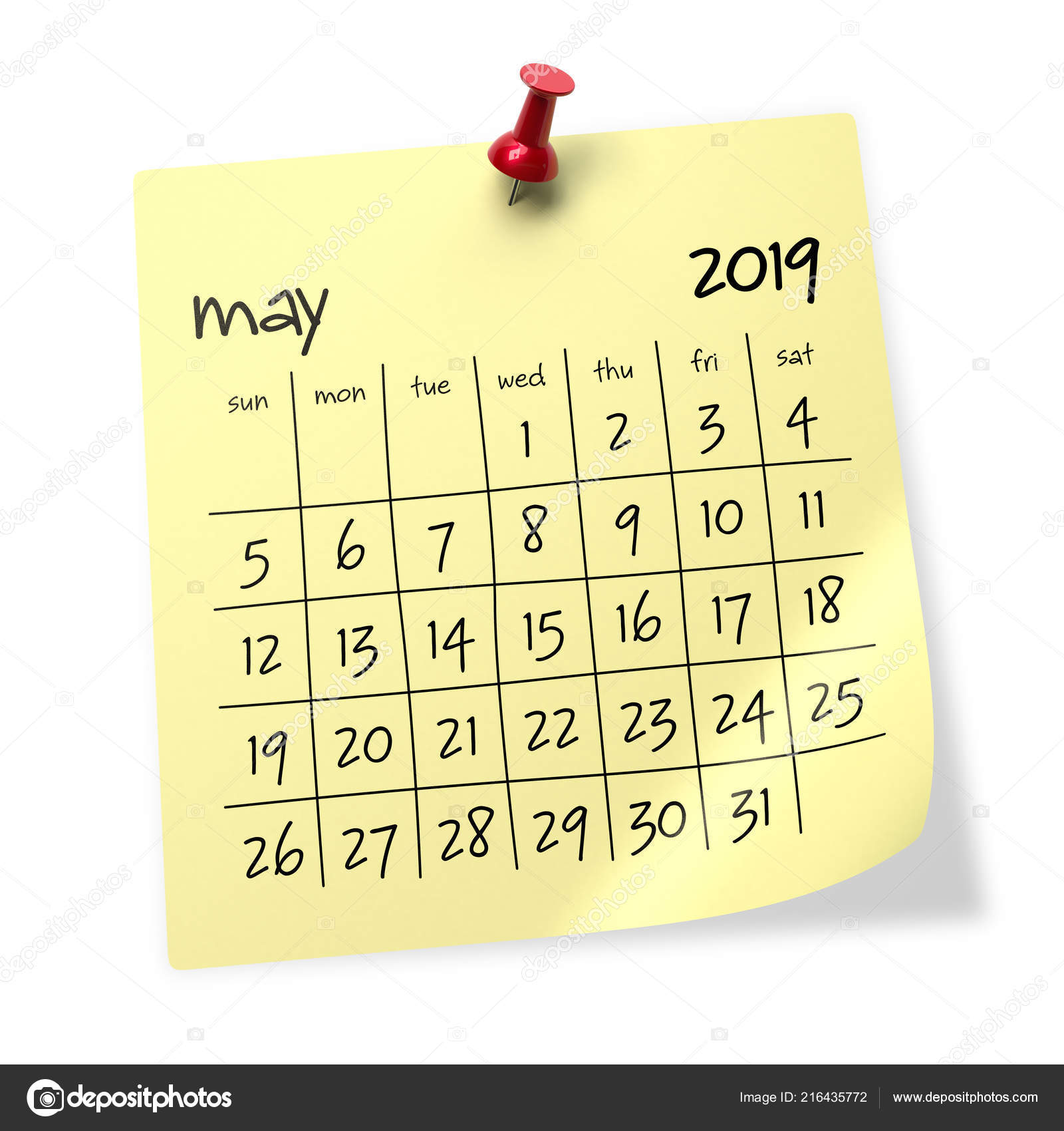 May 19 Calendar Isolated White Background Illustration Stock Photo By C Klenger