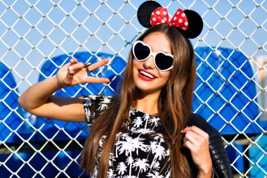 young woman in mini mouse ears clipart