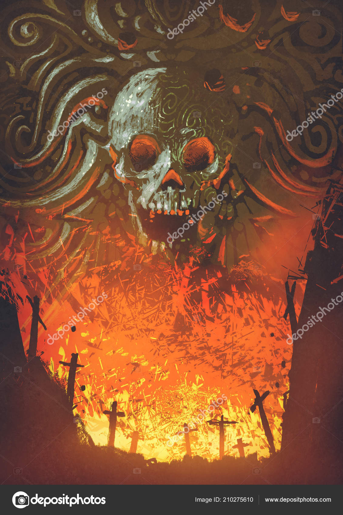 ᐈ Fantasy Skull Wallpaper Stock Pics Royalty Free Burning Fantasy Photos Download On Depositphotos