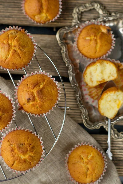 Pasteles Dulces Caseros Muffins Con Albaricoques Secos Postre — Foto de Stock