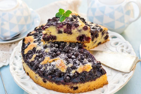 Édes Blueberry Vaj Torta Tea Desszert — Stock Fotó