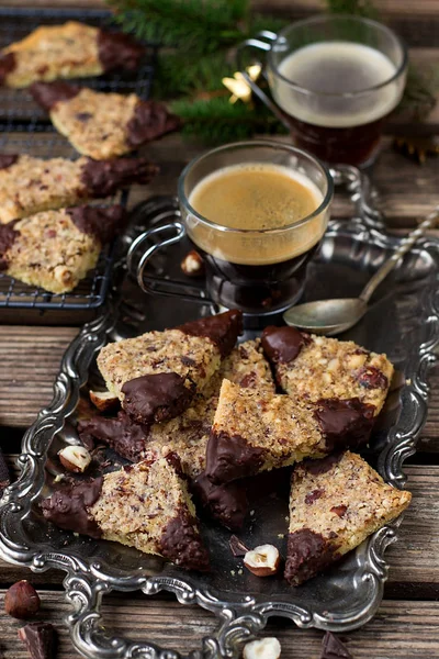 Karácsonyi Cookie Keksz Mogyoró Csokoládé Bredele Vagy Bredala — Stock Fotó