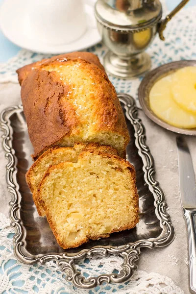 Zoete Yoghurt Cake Met Olijfolie Kokos Ananas — Stockfoto