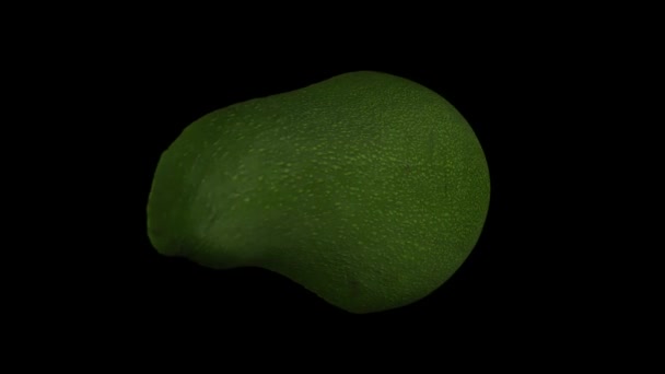 Rendering Realistico Avocado Verde Rotante Florida Tagliato Metà Sfondo Nero — Video Stock