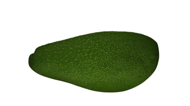 Реалістичне Зображення Обертового Зеленого Авокадо Флориди Розріджене Навпіл Ямою Білому — стокове відео