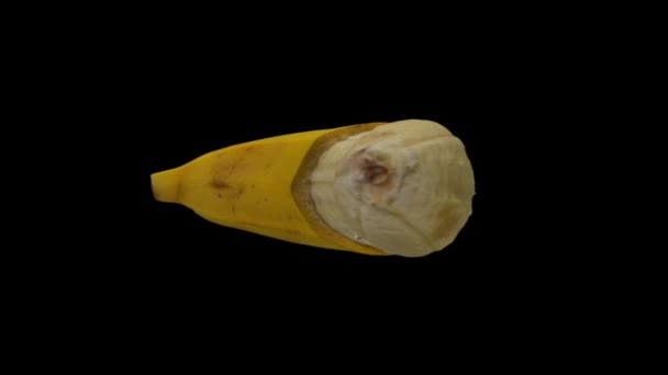 Rendering Realistico Una Banana Semi Pelata Rotante Varietà Cavendish Sfondo — Video Stock