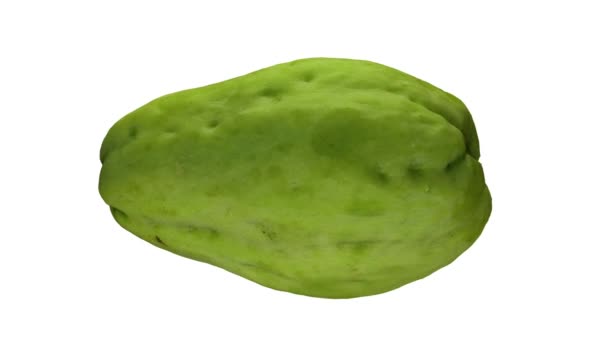 Renderizado Realista Chayote Giratorio Calabaza Mirliton Sobre Fondo Blanco Vídeo — Vídeo de stock