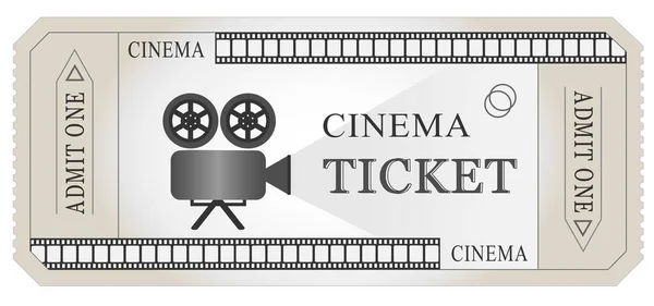 Boleto Cine Vintage Retro Blanco Negro — Vector de stock