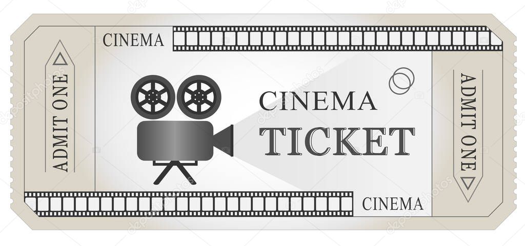  Retro vintage movie ticket in black and white