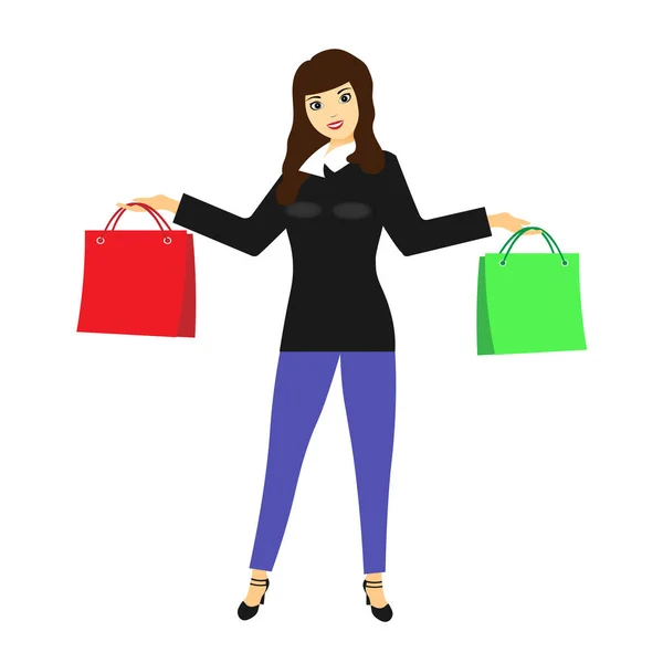 Vector Illustration Woman Bags — Stock Vector