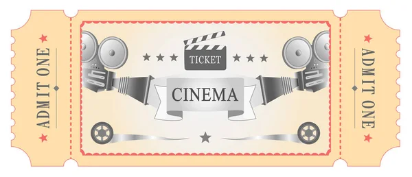 Ilustración Vectorial Boleto Cine Vintage Retro Colores Rojo Blanco Negro — Vector de stock