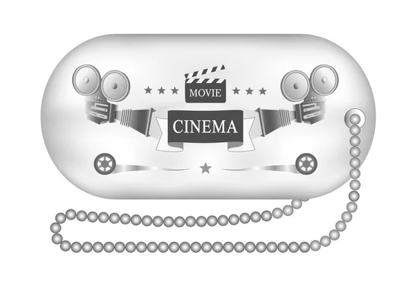 Ilustración Vectorial Boleto Cine Vintage Retro Blanco Negro Banner Plantilla — Vector de stock