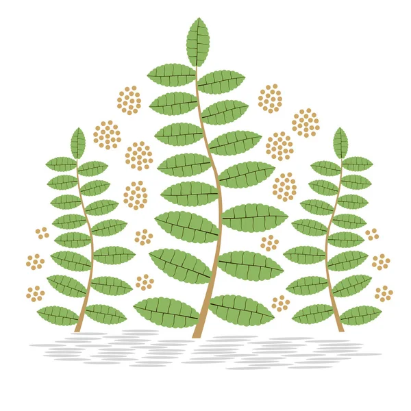 Ilustração Vetorial Fundo Natureza Folhas Arbustos Elementos Abstratos Estilo Padrão — Vetor de Stock