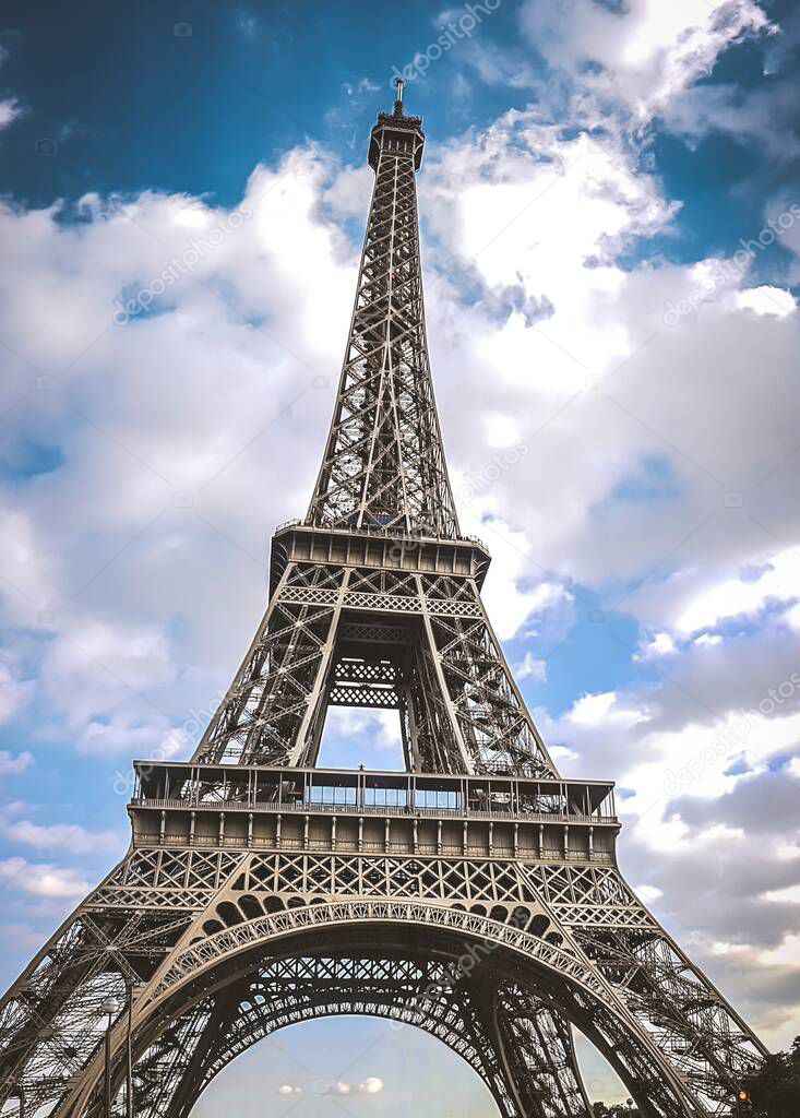 Eiffel tower bottom up view