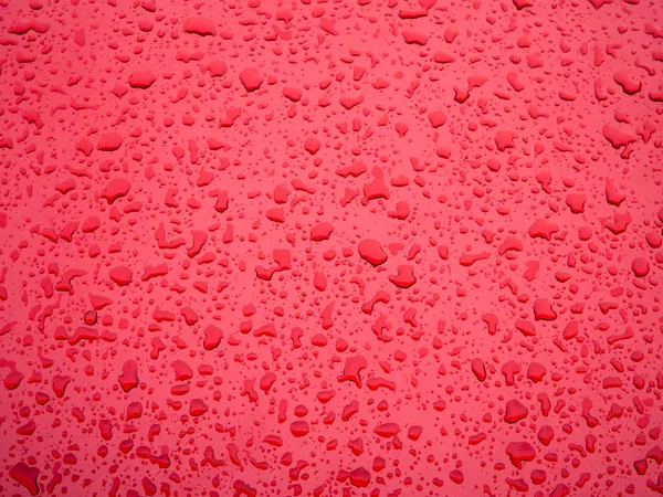Esőcseppek Vörös Fém Szerkezet Háttér — Stock Fotó