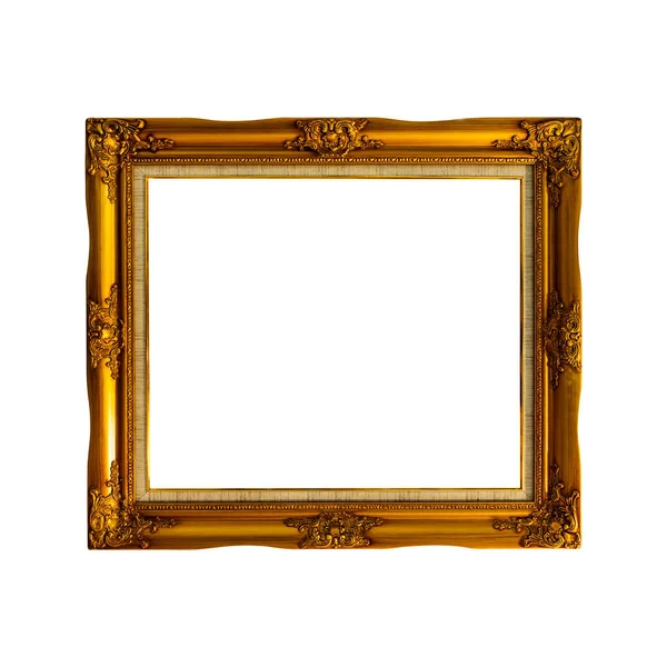 Goldener Holzrahmen Isoliert Auf Weißem Hintergrund — Stockfoto