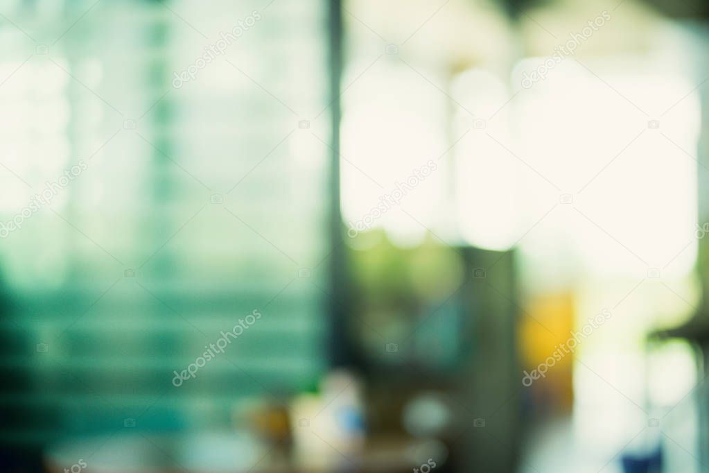 Abstract blur and defocused interior coffee shop or cafe for background.