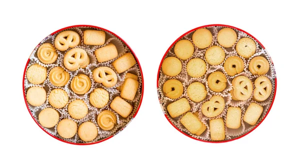 Cookies Vak Geïsoleerd Witte Achtergrond — Stockfoto
