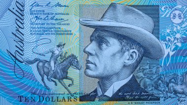 Portrait of Reverend Banjo Paterson from Australian 10 dollar background clipart