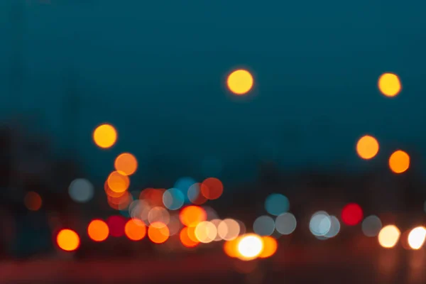 Abstract Blurred Light Night Time Urban Bokeh Background — Stock Photo, Image