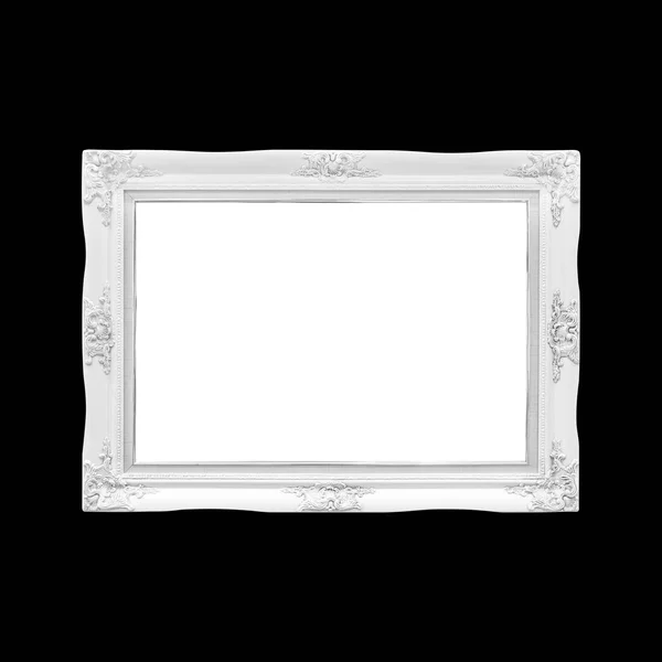 White wood frame on black background. — Stock Photo, Image