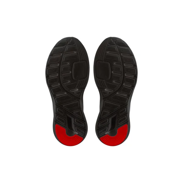 블랙 스포츠 신발 발바닥에 고립 된 흰색. — 스톡 사진