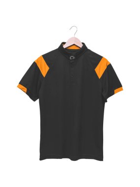 Beyaz arkaplanda siyah, boş polo tişört.